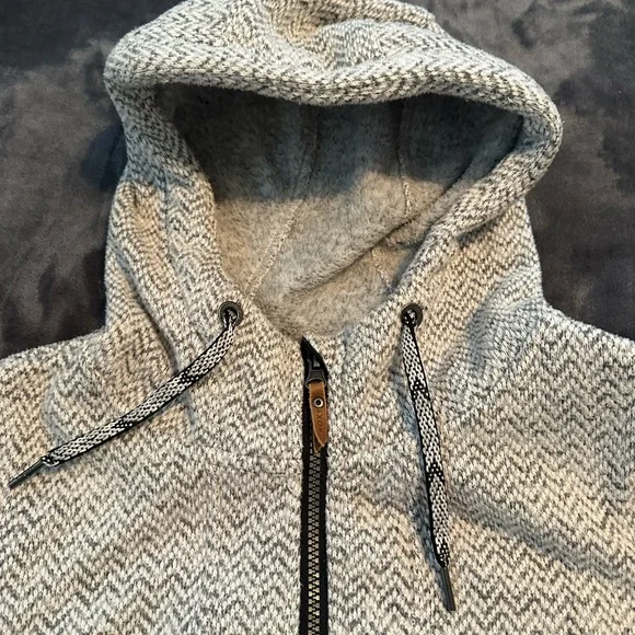 Roxy Gray Herringbone Zip Up — Size M - Picture 3 of 5